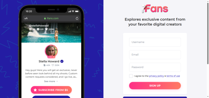 iFans webpage